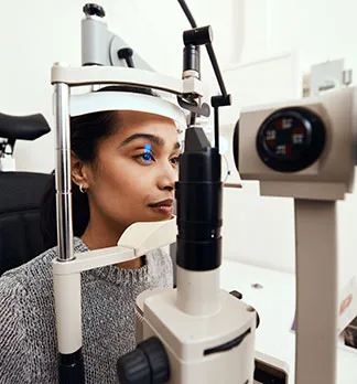 Young woman getting an eye exam